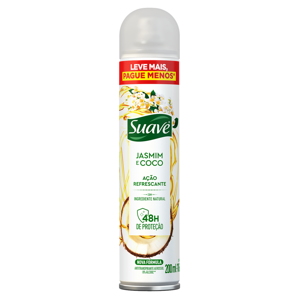 Antitranspirante Aerossol Jasmim e Coco Suave 200ml Spray Leve Mais Pague Menos