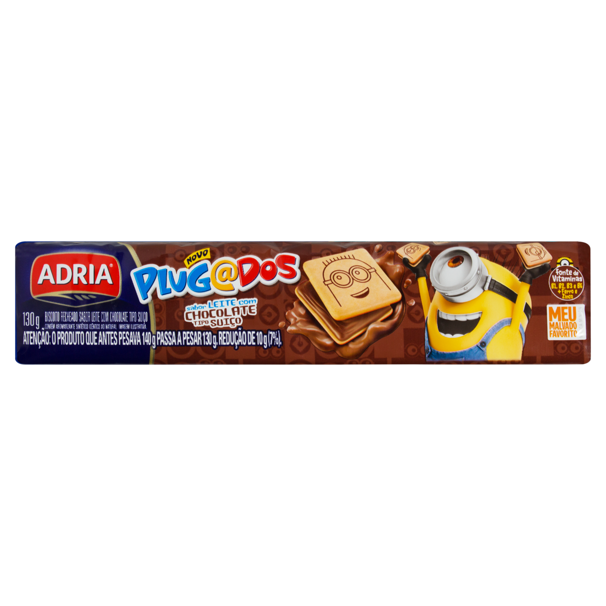 Biscoito ADRIA Plugados Recheado Quadrado Chocolate 130g