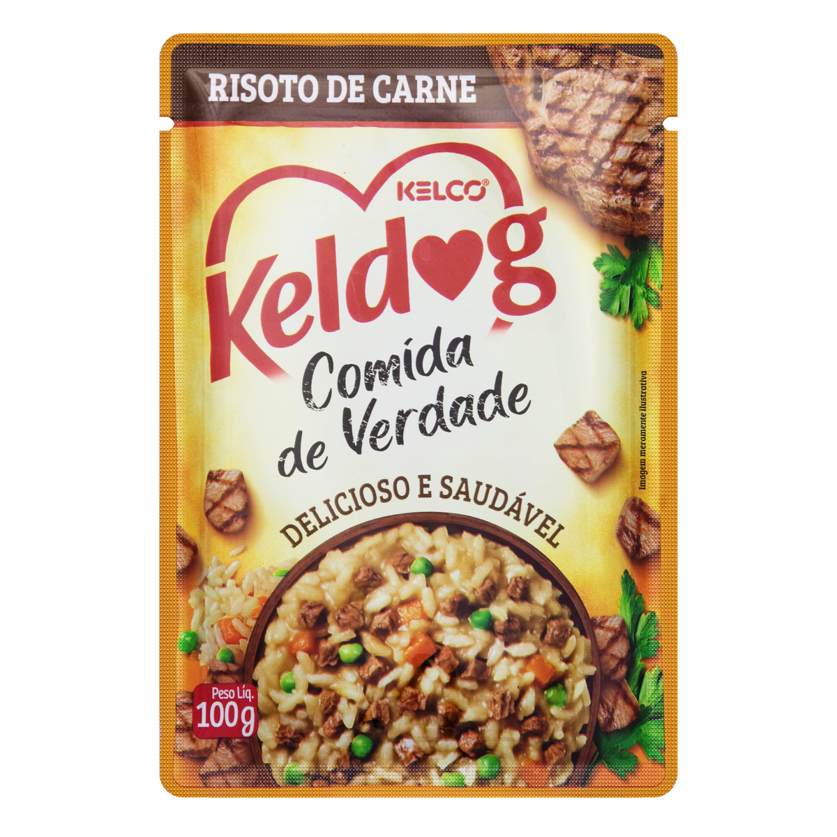 Alimento para Cães Adultos Risoto de Carne Keldog Comida de Verdade Sachê 100g
