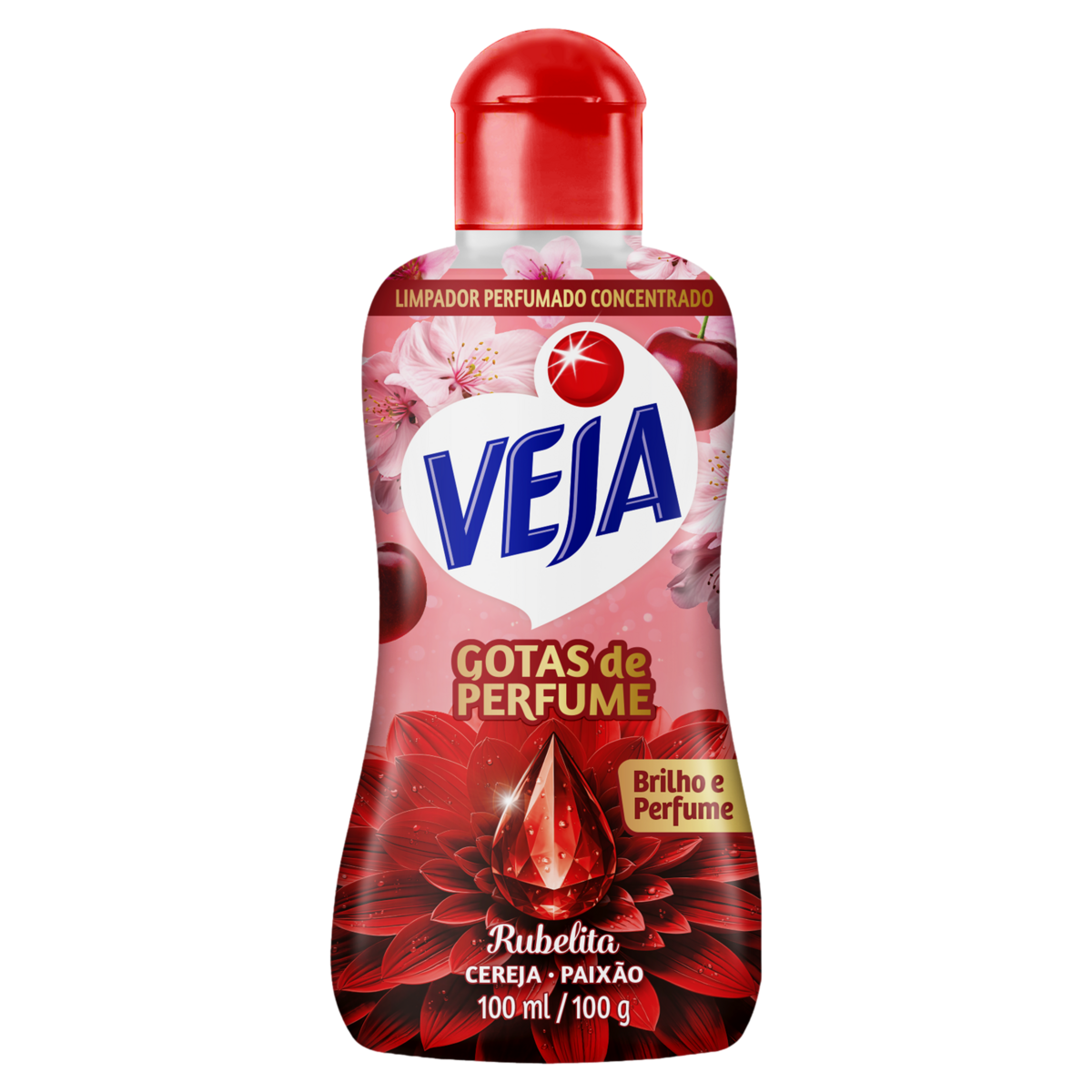 Limpador Perfumado Concentrado Rubelita Veja Gotas de Perfume Frasco 100ml