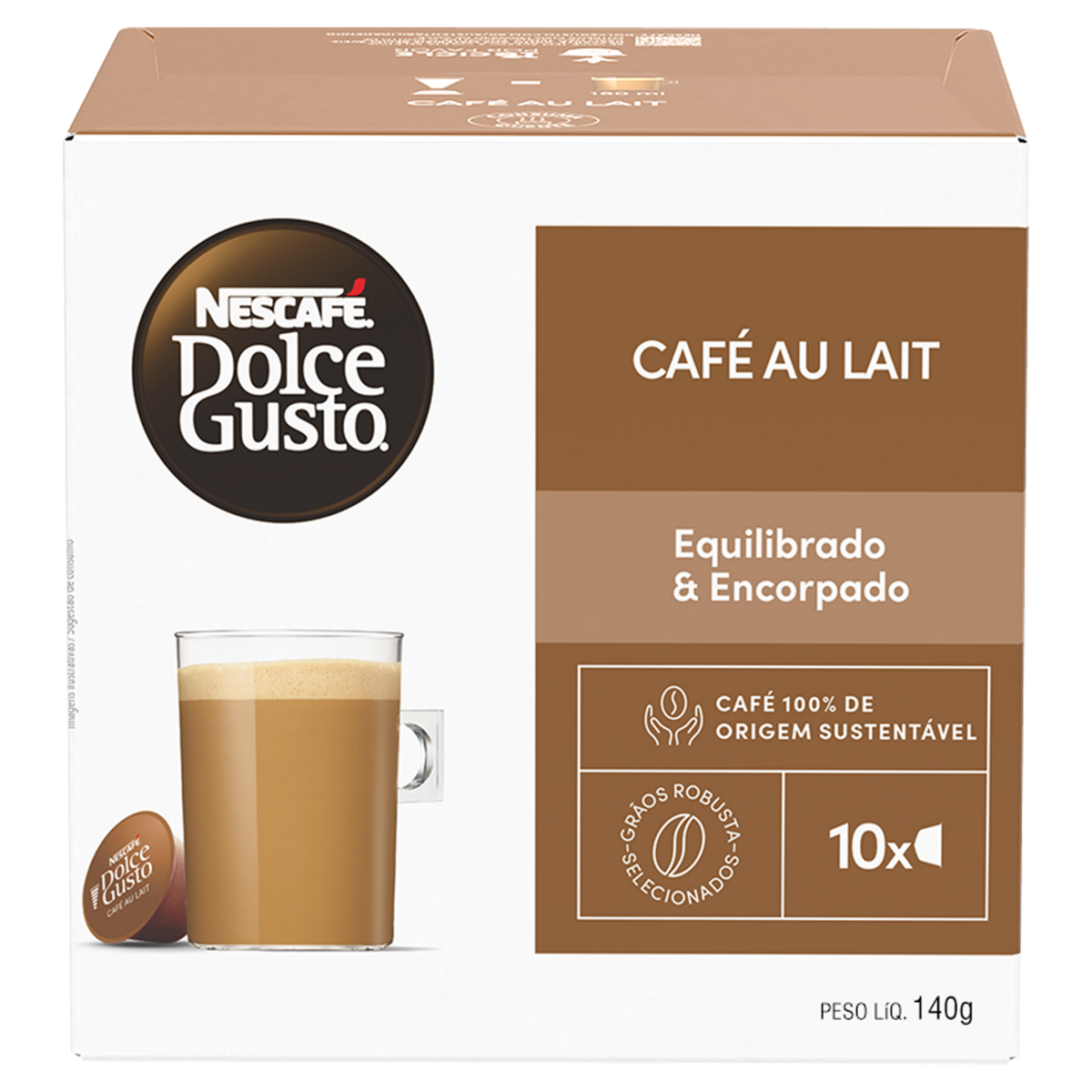 Café em Cápsula NESCAFÉ DOLCE GUSTO Café Au Lait 10 Cápsulas