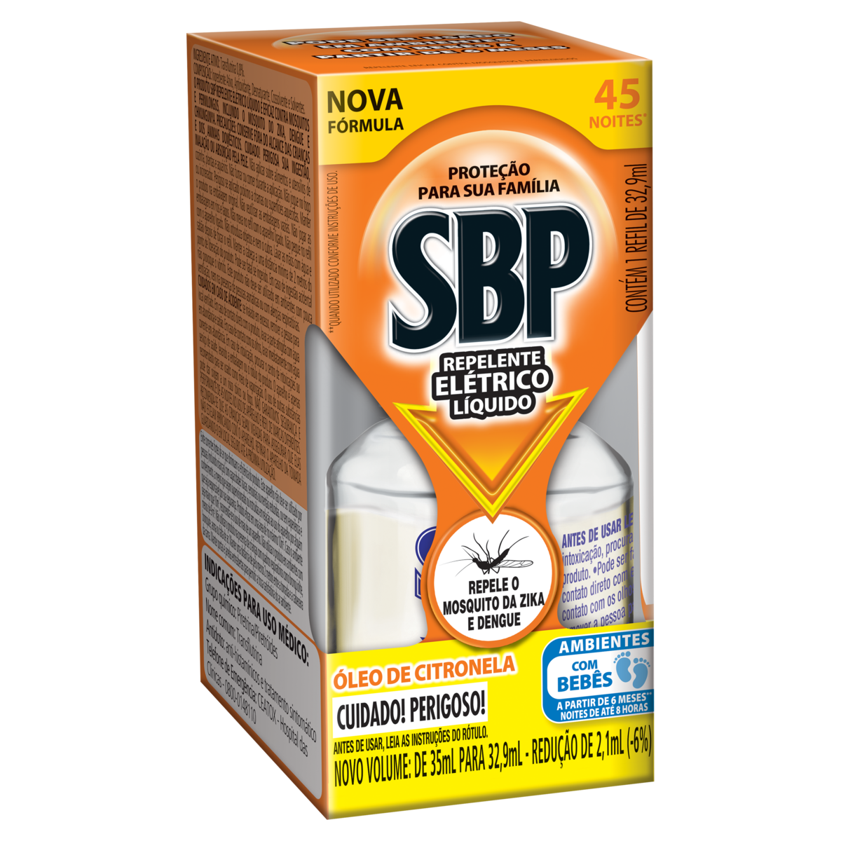 Repelente Líquido Elétrico Óleo de Citronela SBP Caixa 32,9ml Refil