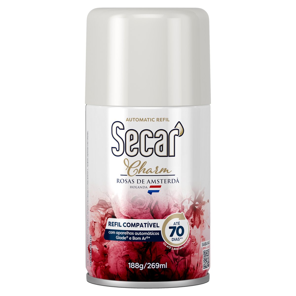 Odorizador de Ambiente Aerossol Rosas de Amsterdã Secar Charm Frasco 269ml Spray Refil