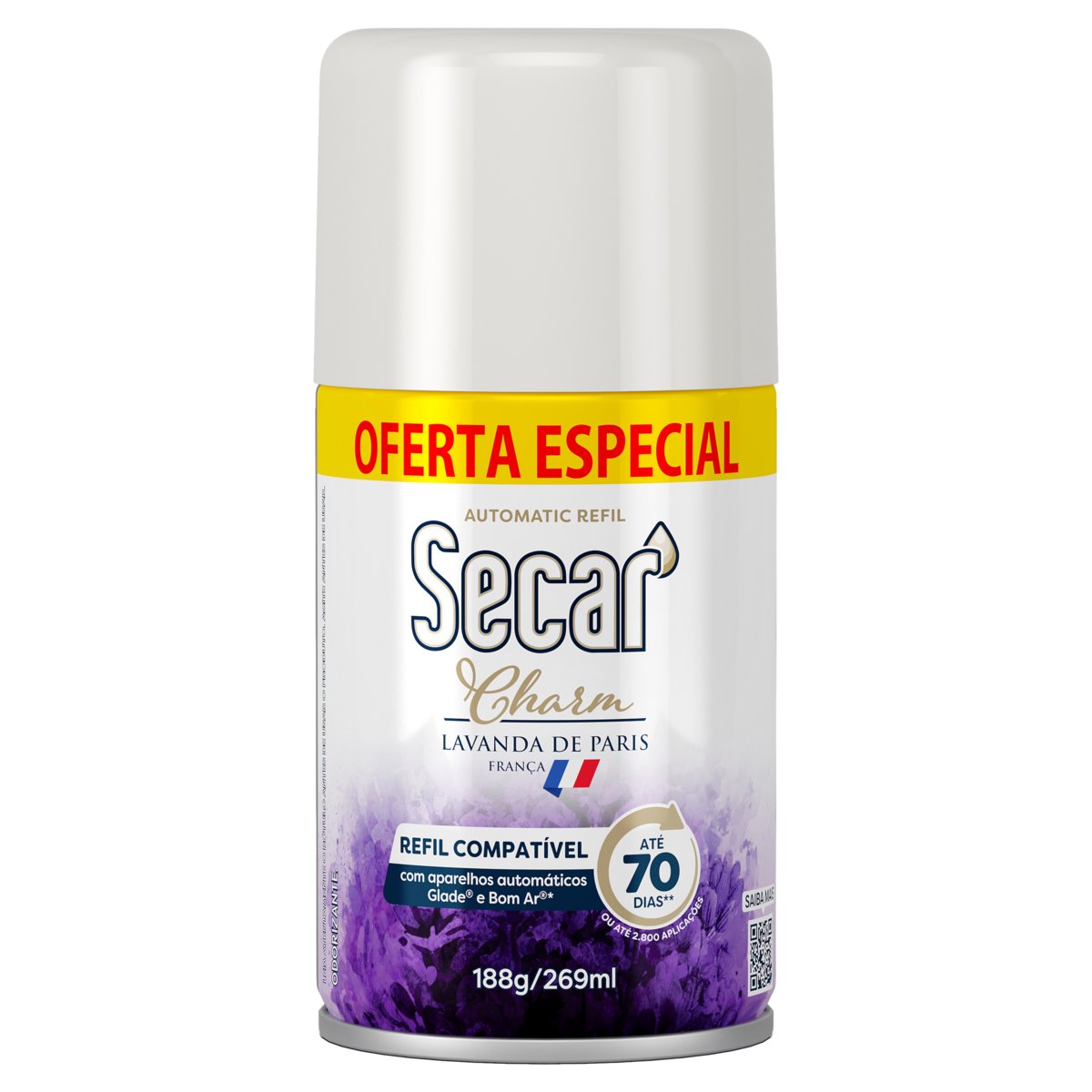 Odorizador de Ambiente Aerossol Lavanda de Paris Secar Charm Frasco 269ml Spray Refil