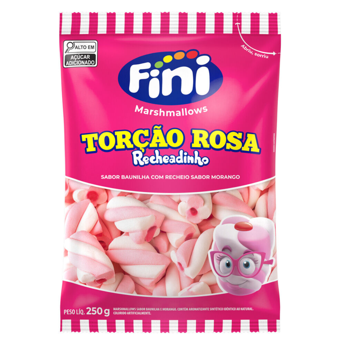 Marshmallow Torção Rosa Recheadinho FINI 80g