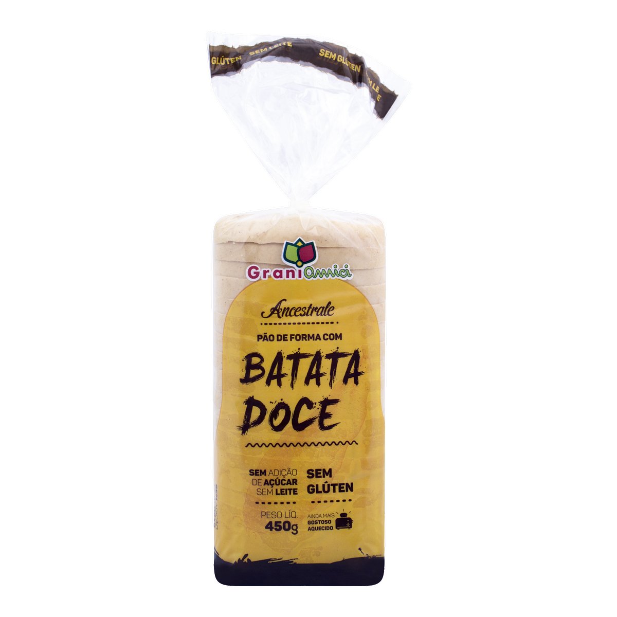 Pão de Forma Batata Doce sem Glúten Grani Amici Ancestrale Pacote 450g