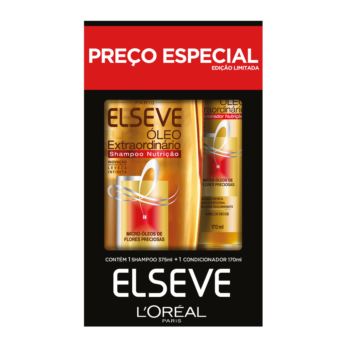 Kit Elseve Shampoo 375ml + Condicionador 170ml Óleo Extraordinário