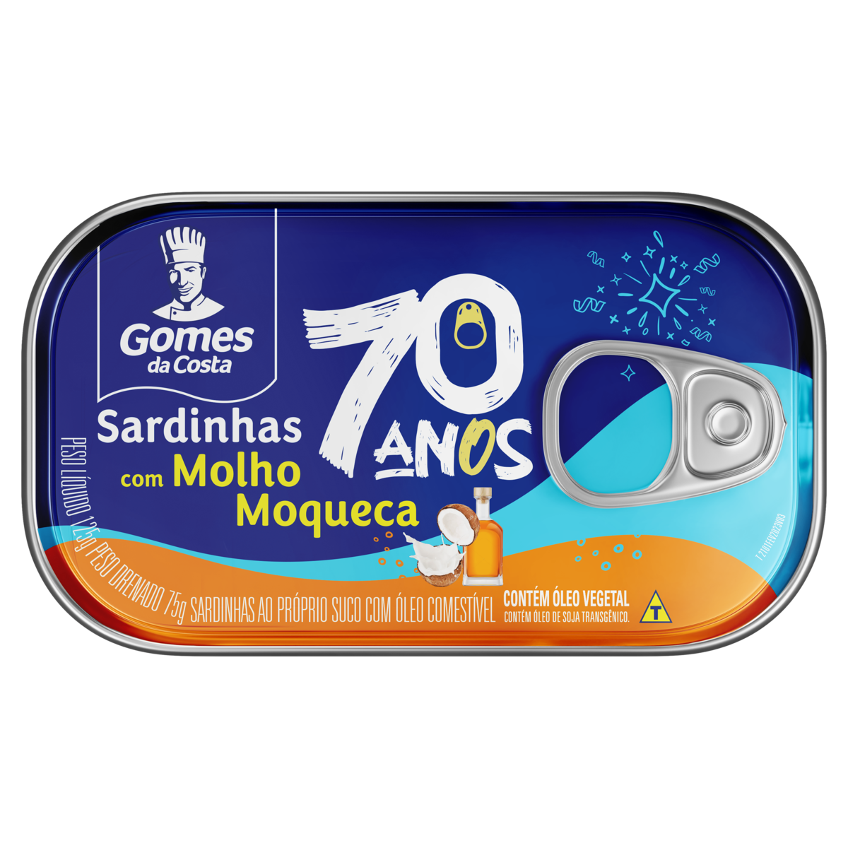 Sardinha com Molho Moqueca Gomes da Costa Lata 75g Edição Especial 70 Anos