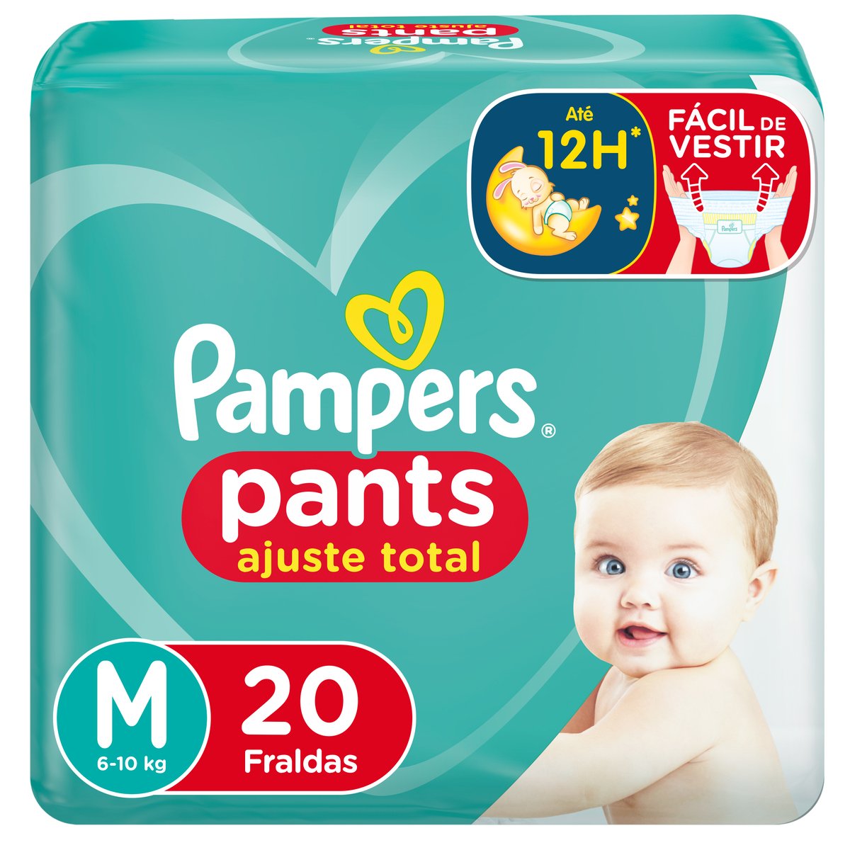 Fralda Descartável Infantil Pants Pampers Ajuste Total M Pacote 20 Unidades
