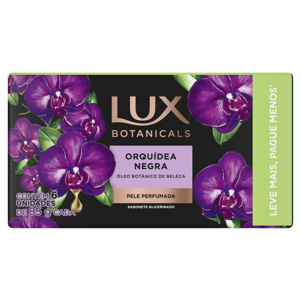Pack Sabonete Barra de Glicerina Orquídea Negra Lux Botanicals Envoltório 6 Unidades 85g Cada Leve Mais Pague Menos