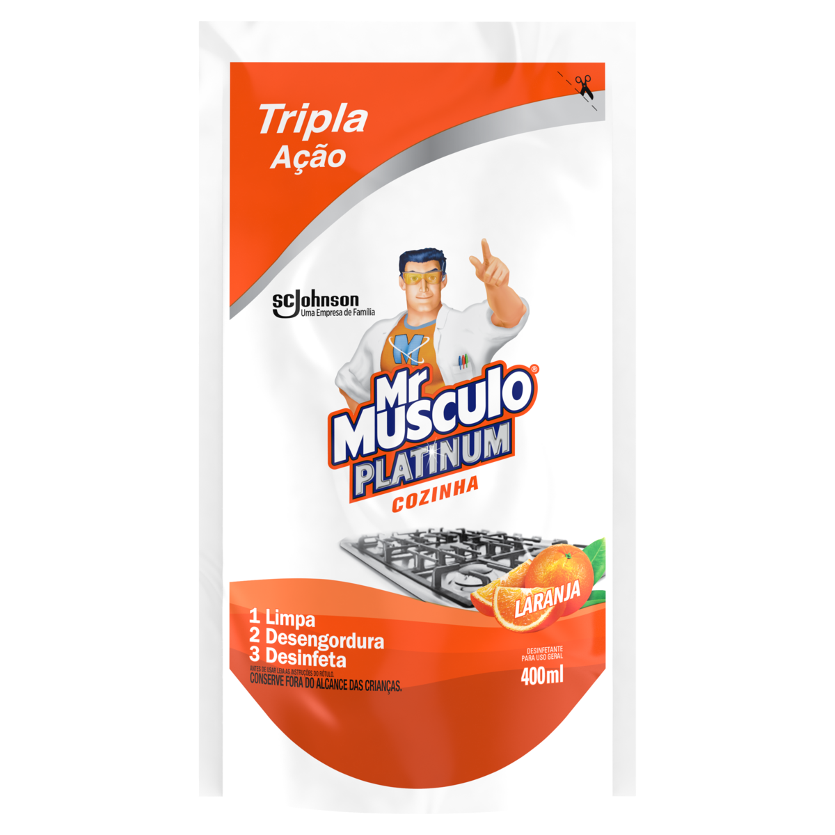 Desinfetante Cozinha Laranja Mr Músculo Platinum Sachê 400ml
