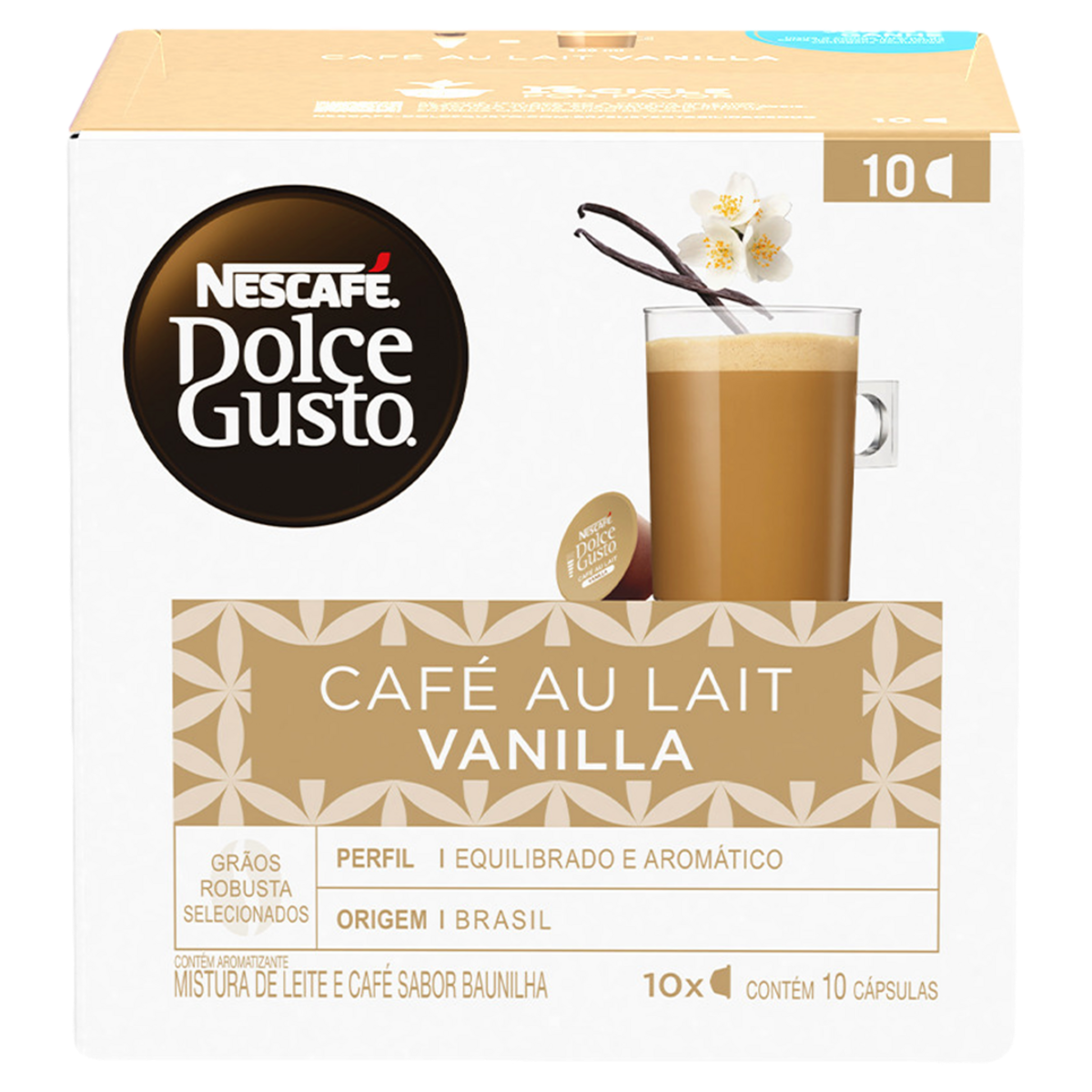 Café au Lait em Cápsula Vanilla Nescafé Dolce Gusto Caixa 110g 10 Unidades