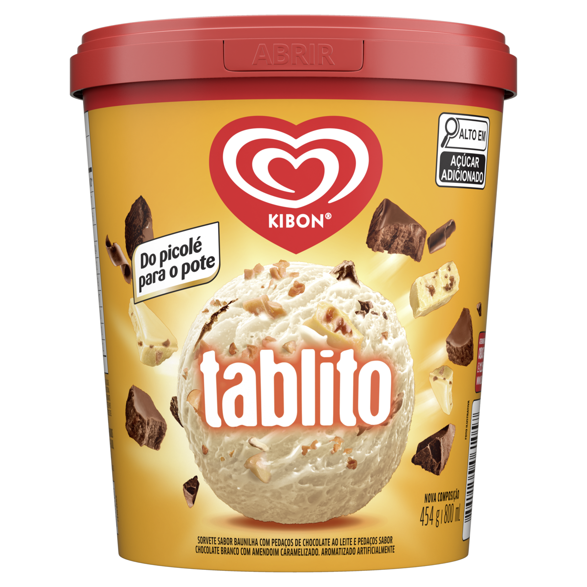 Sorvete Baunilha Tablito Kibon Pote 800ml