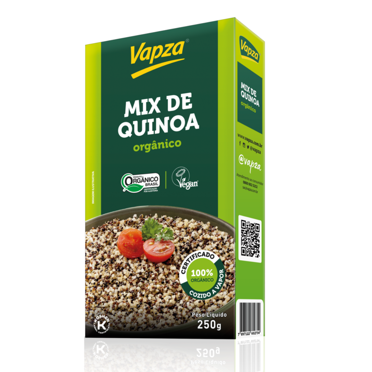 Mix de Quinoa Cozida no Vapor Orgânica Vapza Caixa 250g