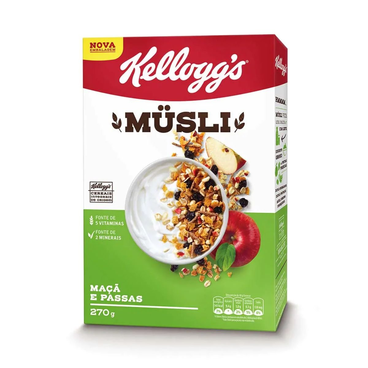 Musli de Cereais Maçã e Passas Kellogg's Kellness Caixa 270g