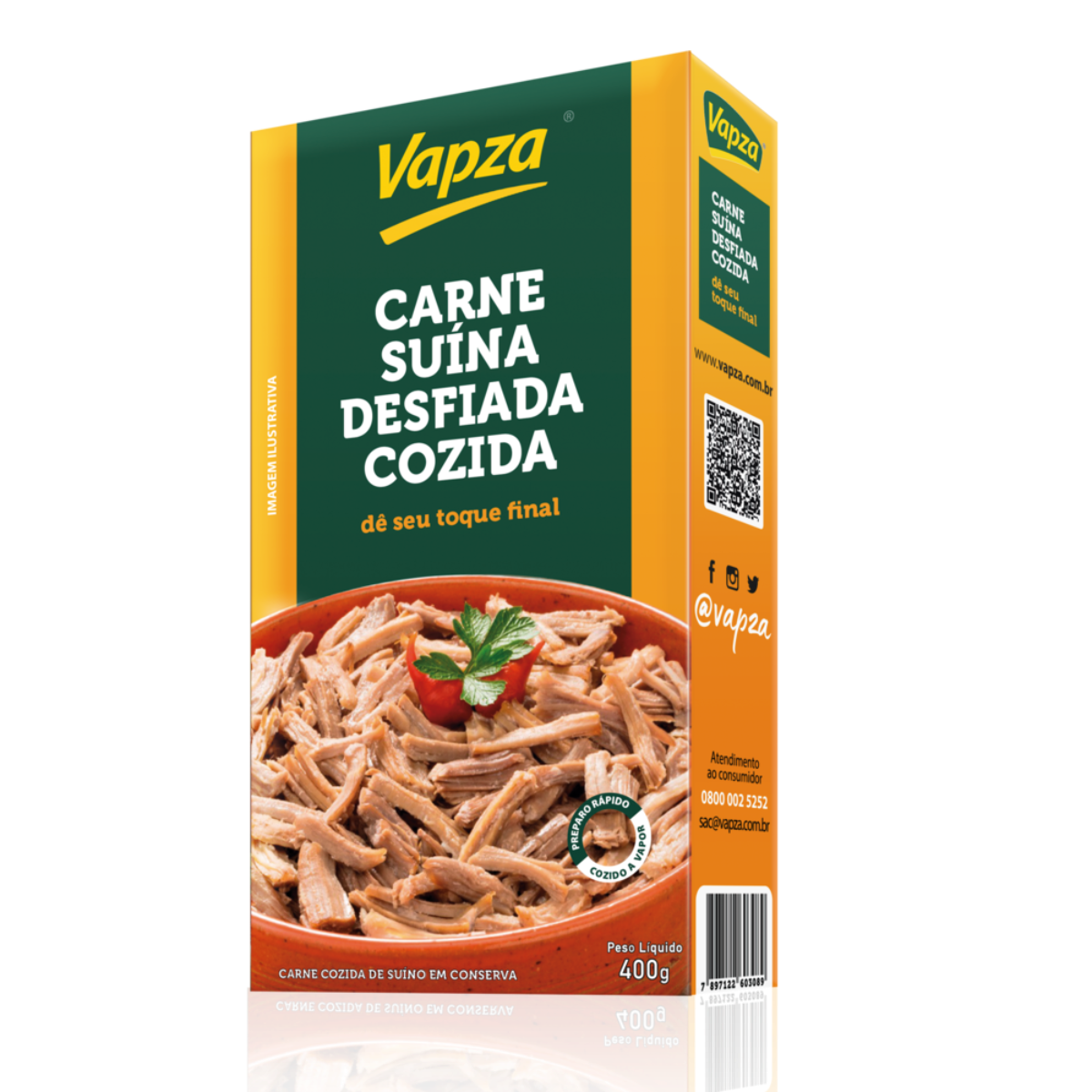 Carne Suína Desfiada Cozida Vapza 400g