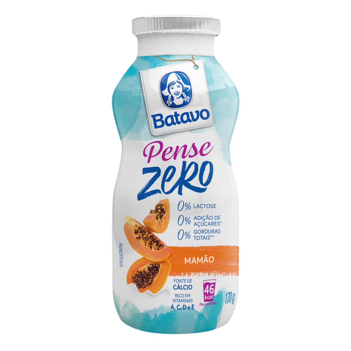 Iogurte Mamão Zero Lactose Batavo Pense Zero Frasco 170g