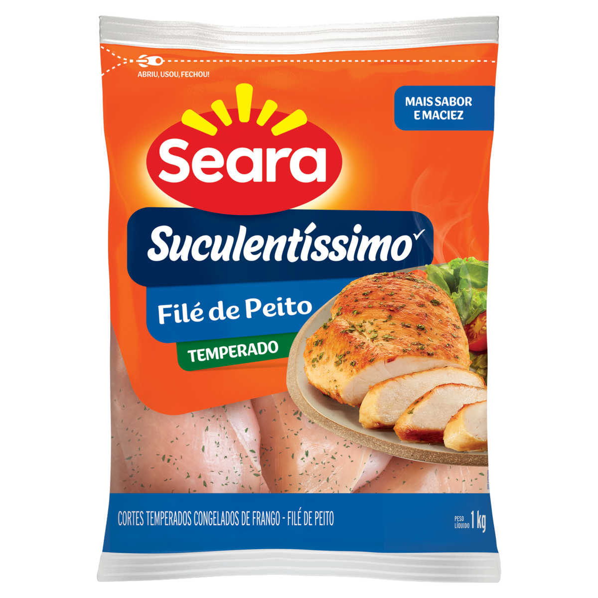 Filé de peito temperado Suculentíssimo Seara IQF 1kg