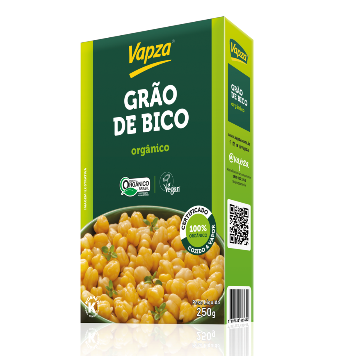 Grão-De-Bico Cozido No Vapor VAPZA Orgânico Caixa 250g