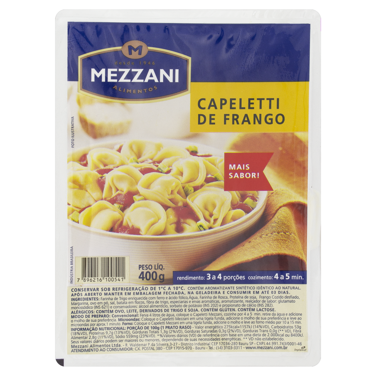 Capeletti Frango Mezzani Bandeja 400g