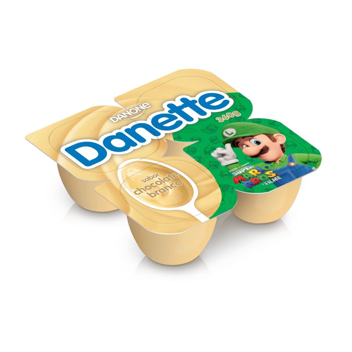 Sobremesa Láctea Chocolate Branco Danette Bandeja 360g 4 Unidades