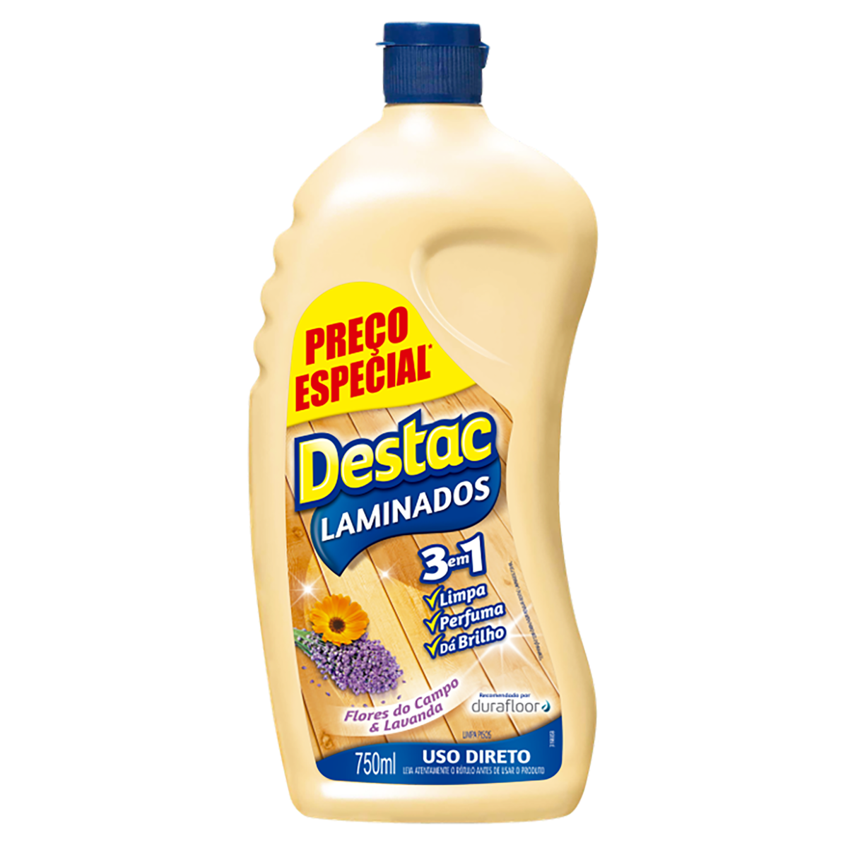 Limpador para Pisos Laminados Flores do Campo e Lavanda Destac Squeeze 750ml Preço Especial