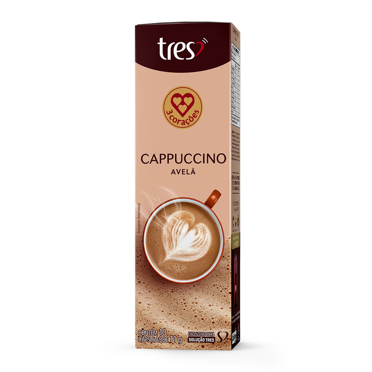 Cappuccino em Cápsula Avelã Tres Caixa 110g 10 Unidades
