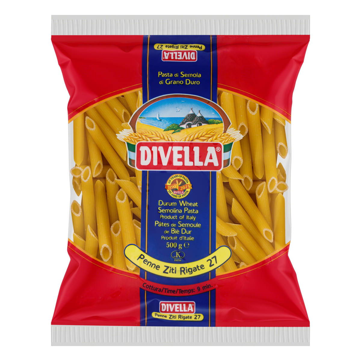 Macarrão de Sêmola Grano Duro Penne Ziti Rigate 27 Divella Pacote 500g
