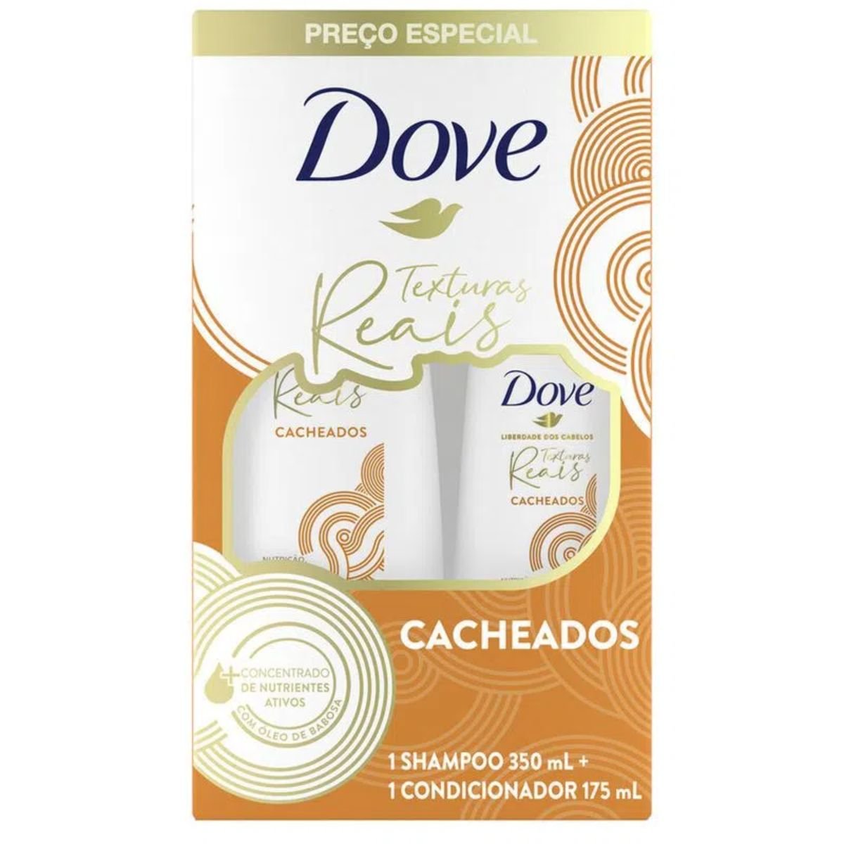 Kit Shampoo+Condicionador Dove Texturas Reais Cacheados 350 ml + 175 ml