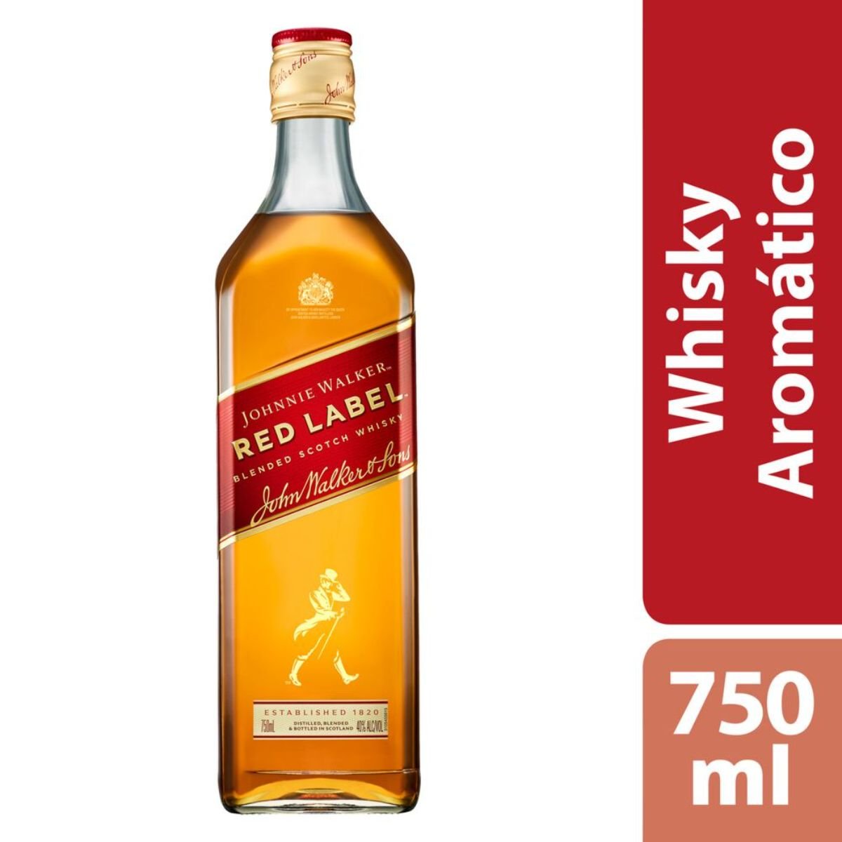 Whisky Escocês Blended Red Label Johnnie Walker Garrafa 750ml