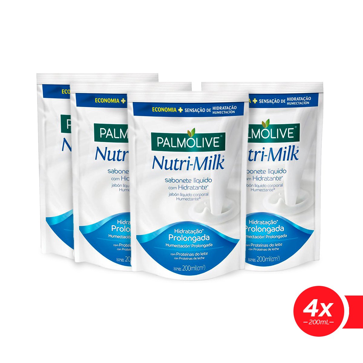 Sabonete Líquido Palmolive Nutri-Milk Hidratante 200ml Refil - Leve 4 pague 3