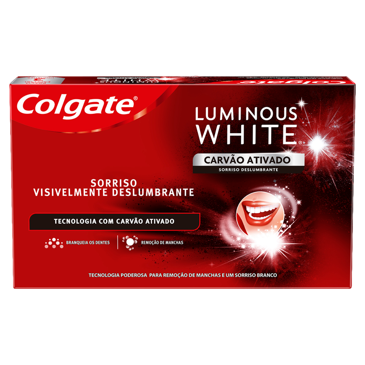 Pack Creme Dental Carvão Ativado Dazzling Mint Colgate Luminous White Caixa 3 Unidades 70g Cada