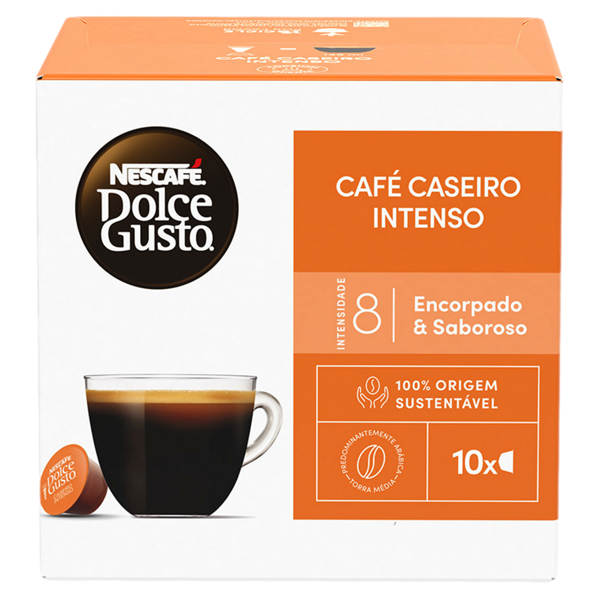 Café em Cápsula Torrado e Moído Caseiro Intenso Nescafé Dolce Gusto Caixa 90g 10 Unidades