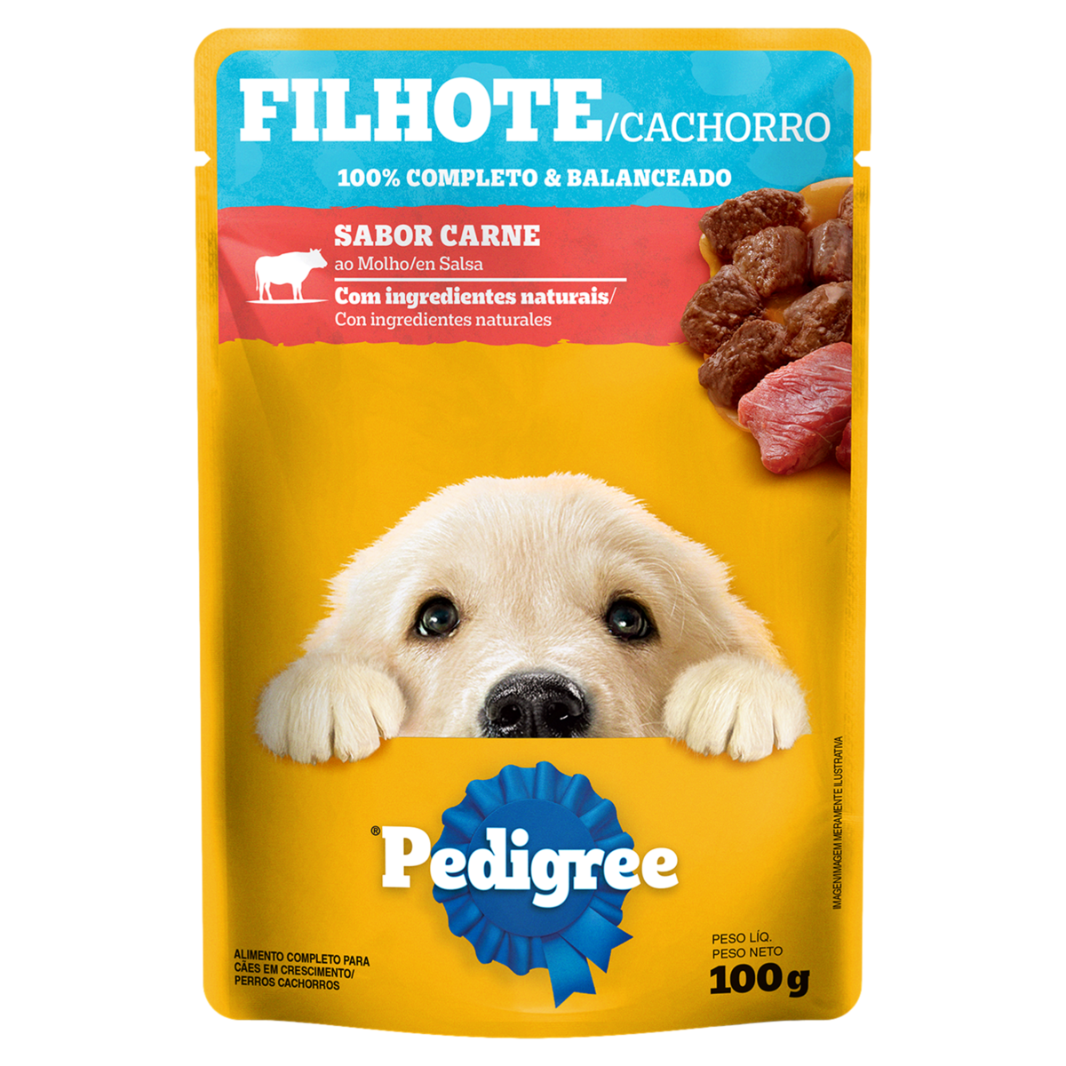 Ração Úmida Pedigree Sachê Carne ao Molho para Cães Filhotes 100g