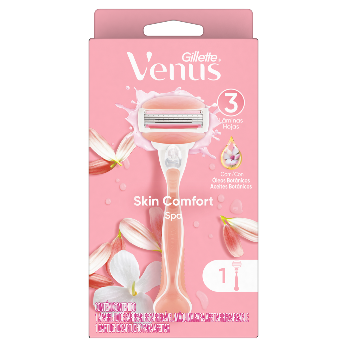Aparelho Recarregável e Carga para Depilar Gillette Venus Skin Comfort Spa