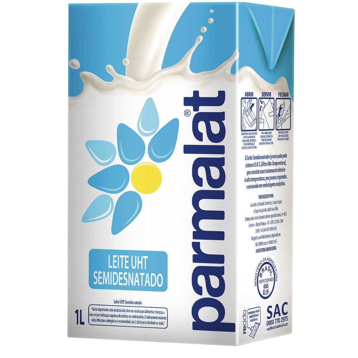Leite Longa Vida Semidesnatado PARMALAT 1 Litro