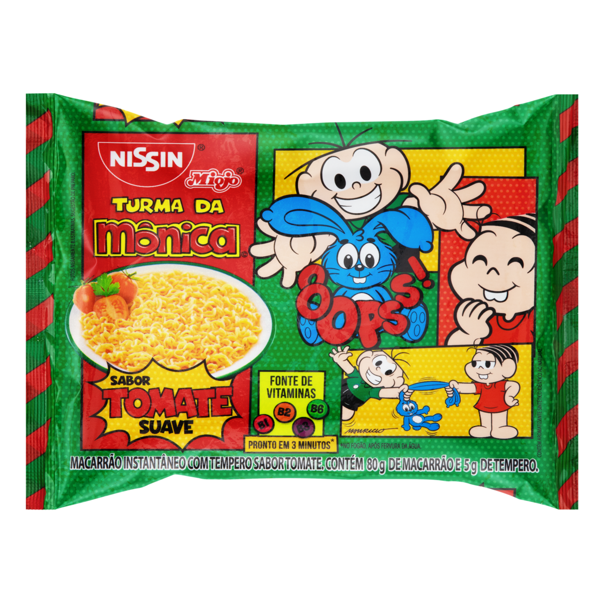 Macarrão Instantâneo de Tomate Suave Nissin Miojo Turma da Mônica Pacote 85g