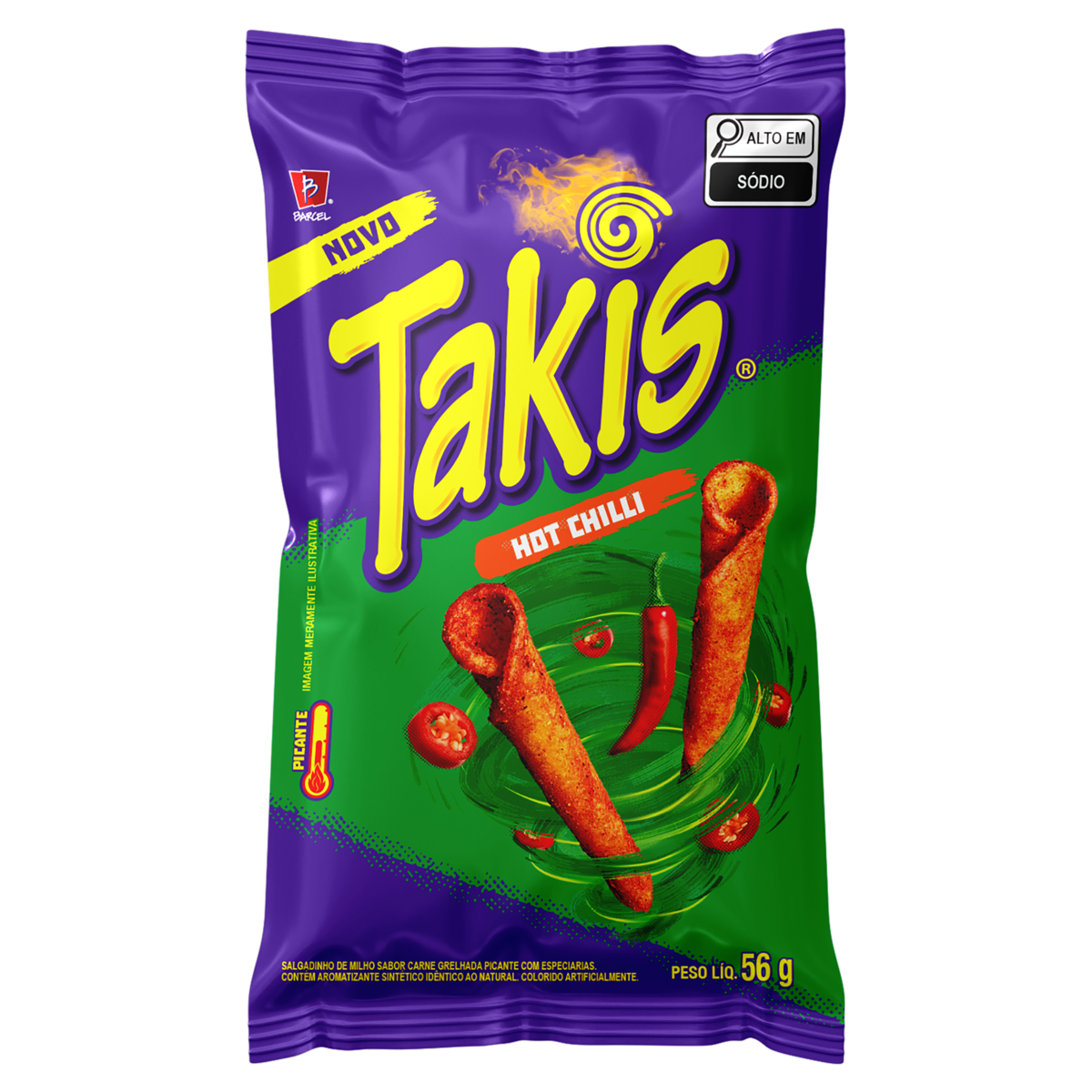 Salgadinho de Milho Picante Hot Chilli Takis Pacote 56g