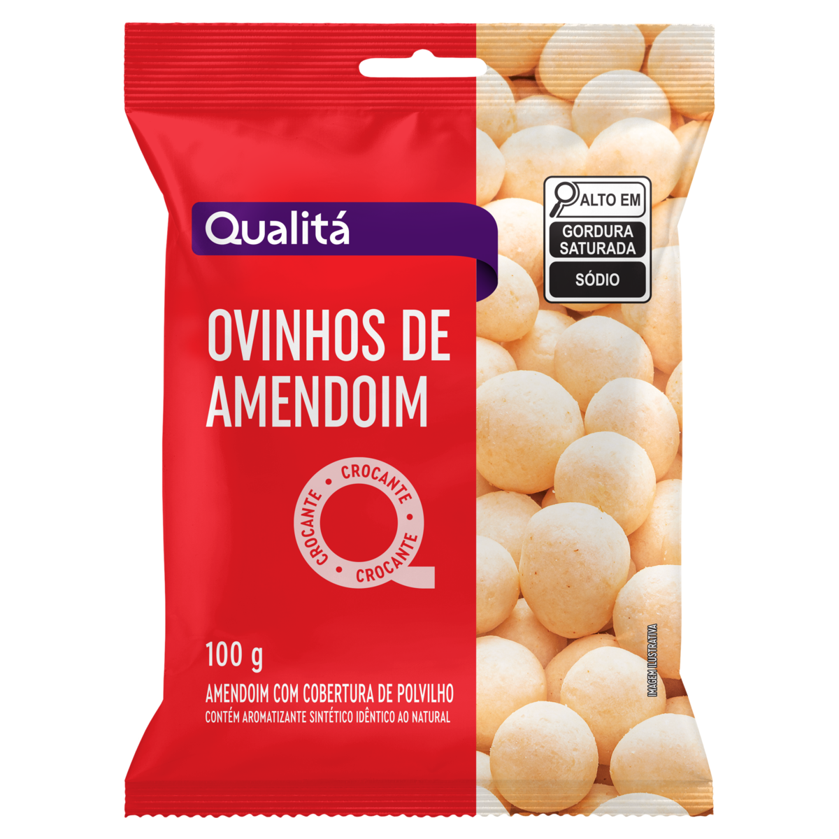 Ovinhos de Amendoim Crocante Polvilho Qualitá Pacote 100g