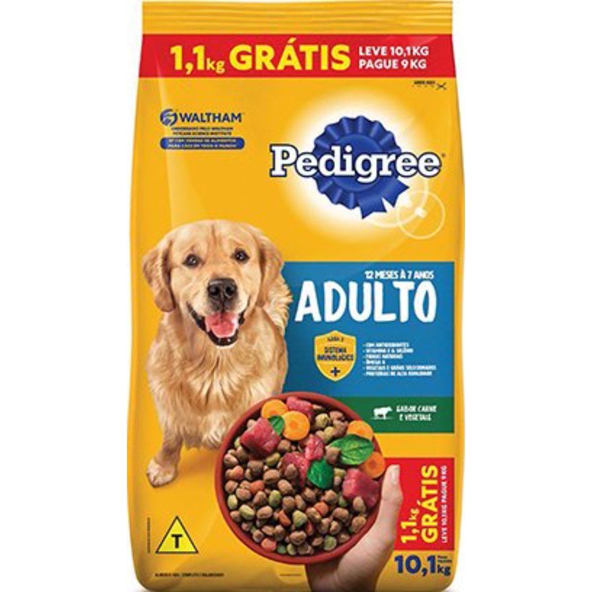 Alimento para Cães Adultos 12 Meses a 7 Anos Carne e Vegetais Pedigree Pacote Leve 10,1kg