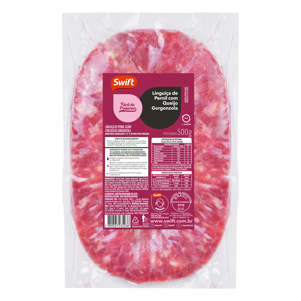 Linguiça Pernil Queijo Gorgonzola Swift 500g
