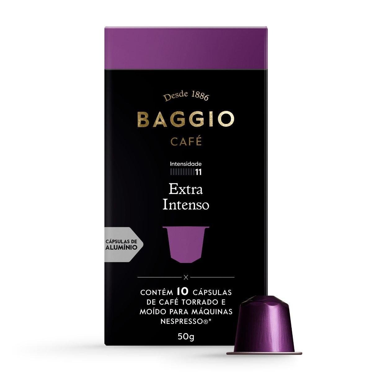 Café em Cápsula Torrado e Moído Extra Intenso Baggio Caixa 50g 10 Unidades