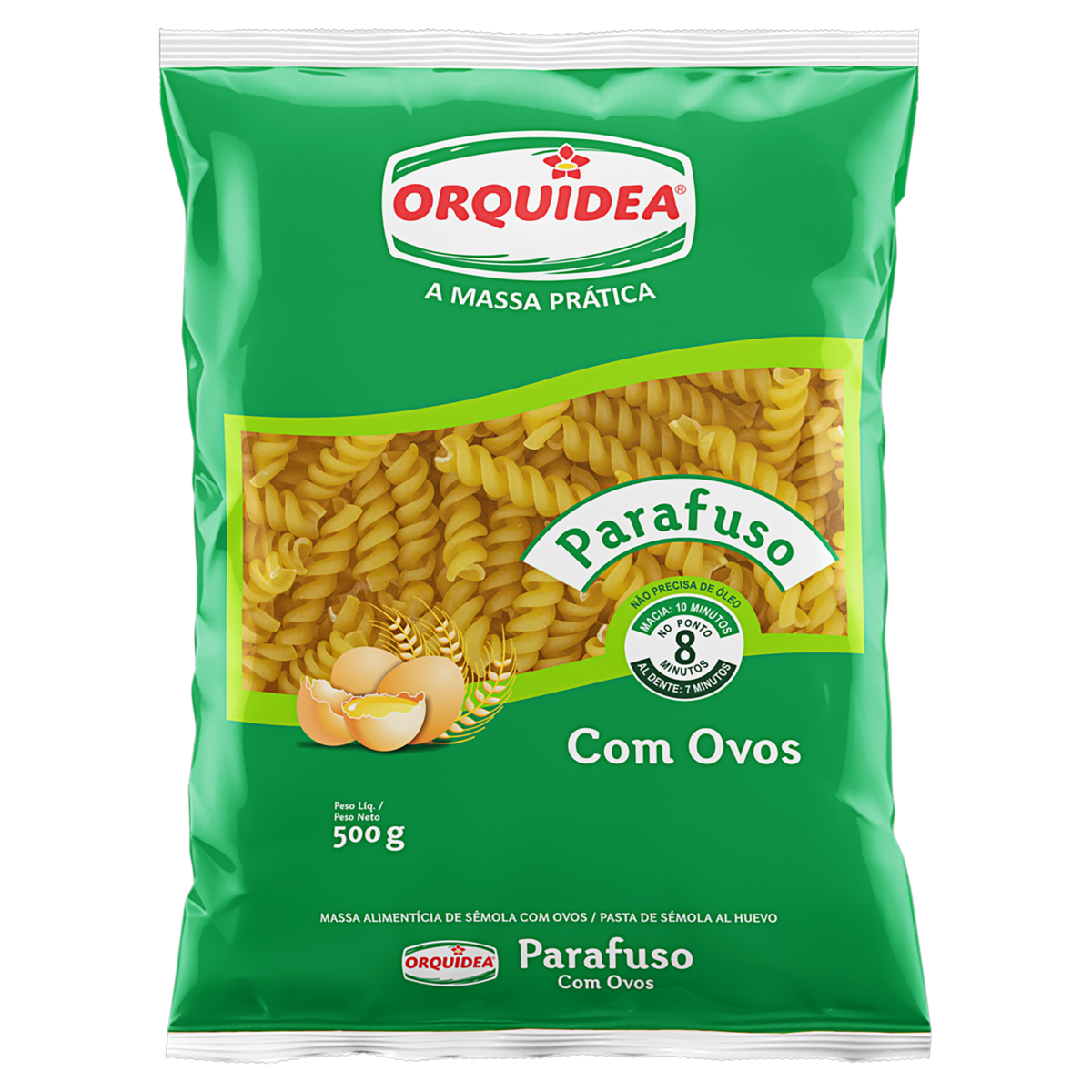 Macarrão de Sêmola com Ovos Parafuso Orquídea Pacote 500g