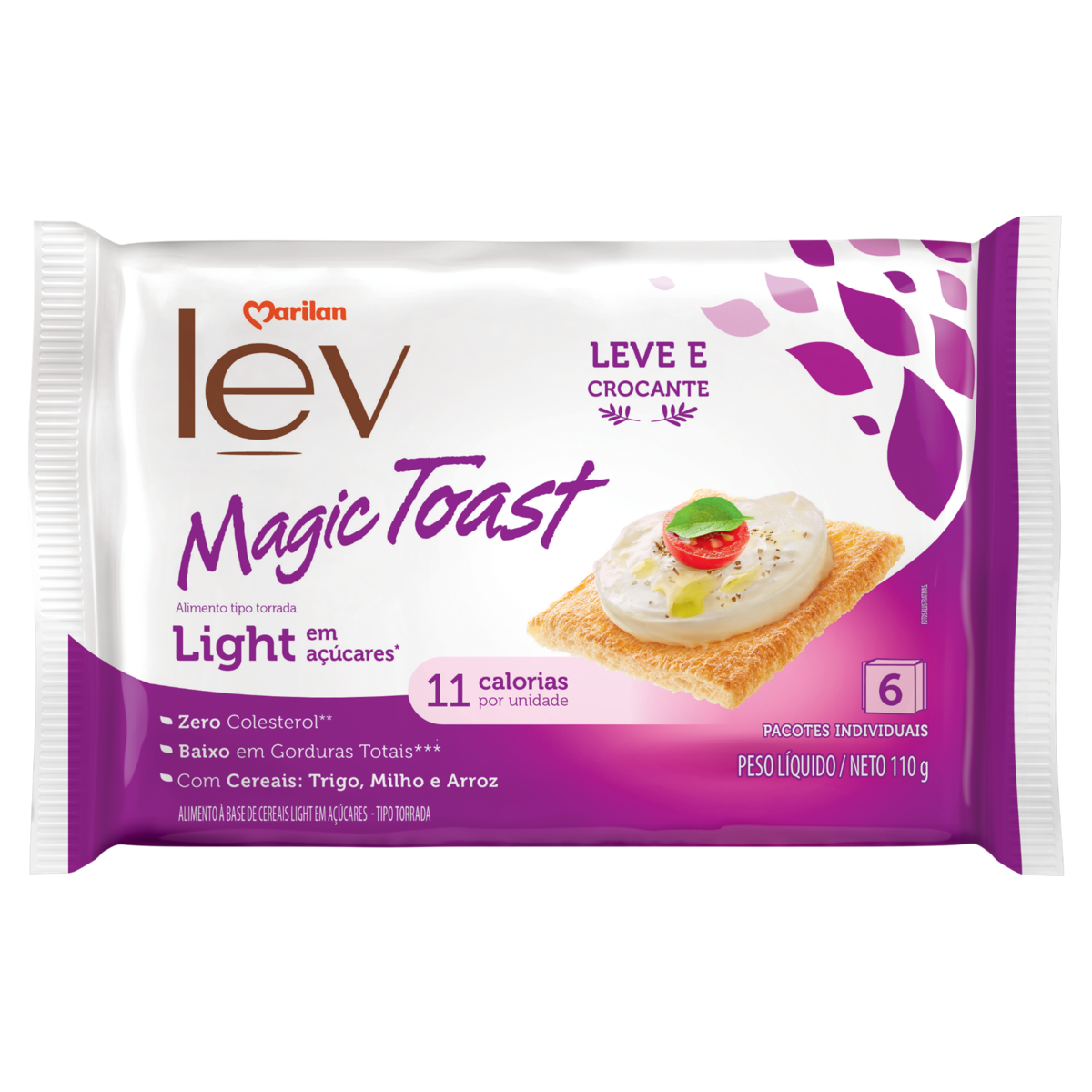 Torrada Light Marilan Lev Magic Toast Pacote 110g 6 Unidades