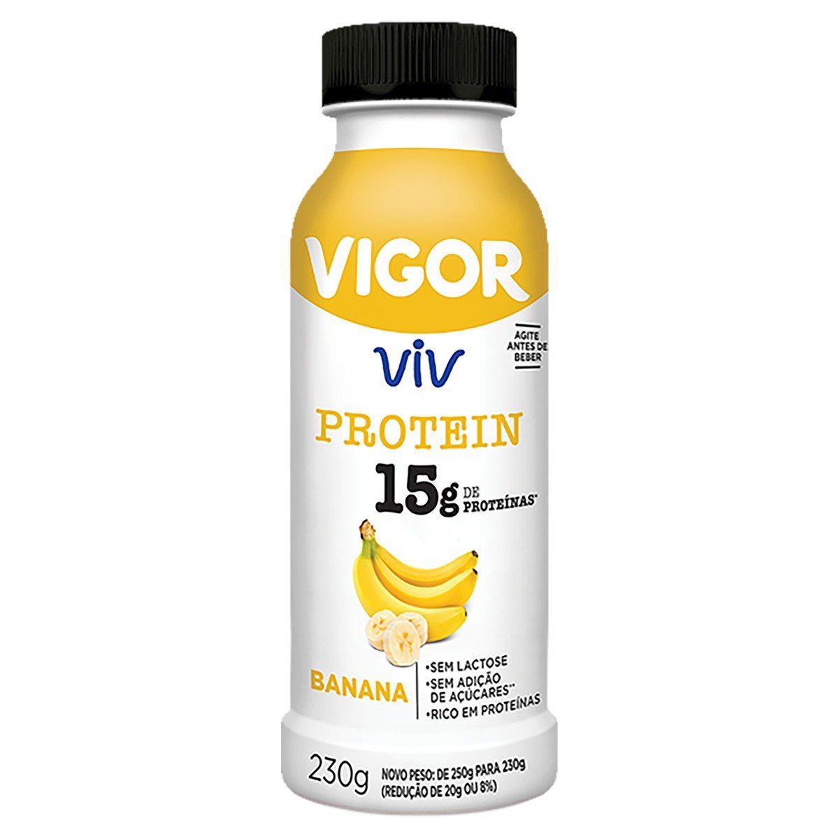 Iogurte Desnatado Banana Zero Lactose Vigor Viv Protein Frasco 230g