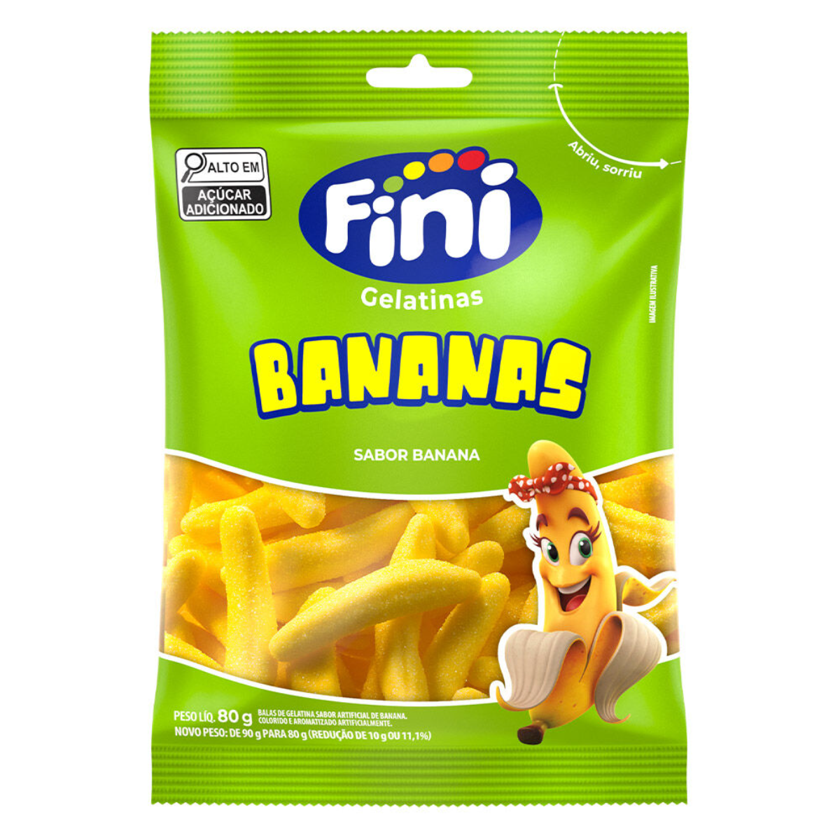 Bala de Gelatina Bananas FINI Pacote 80g