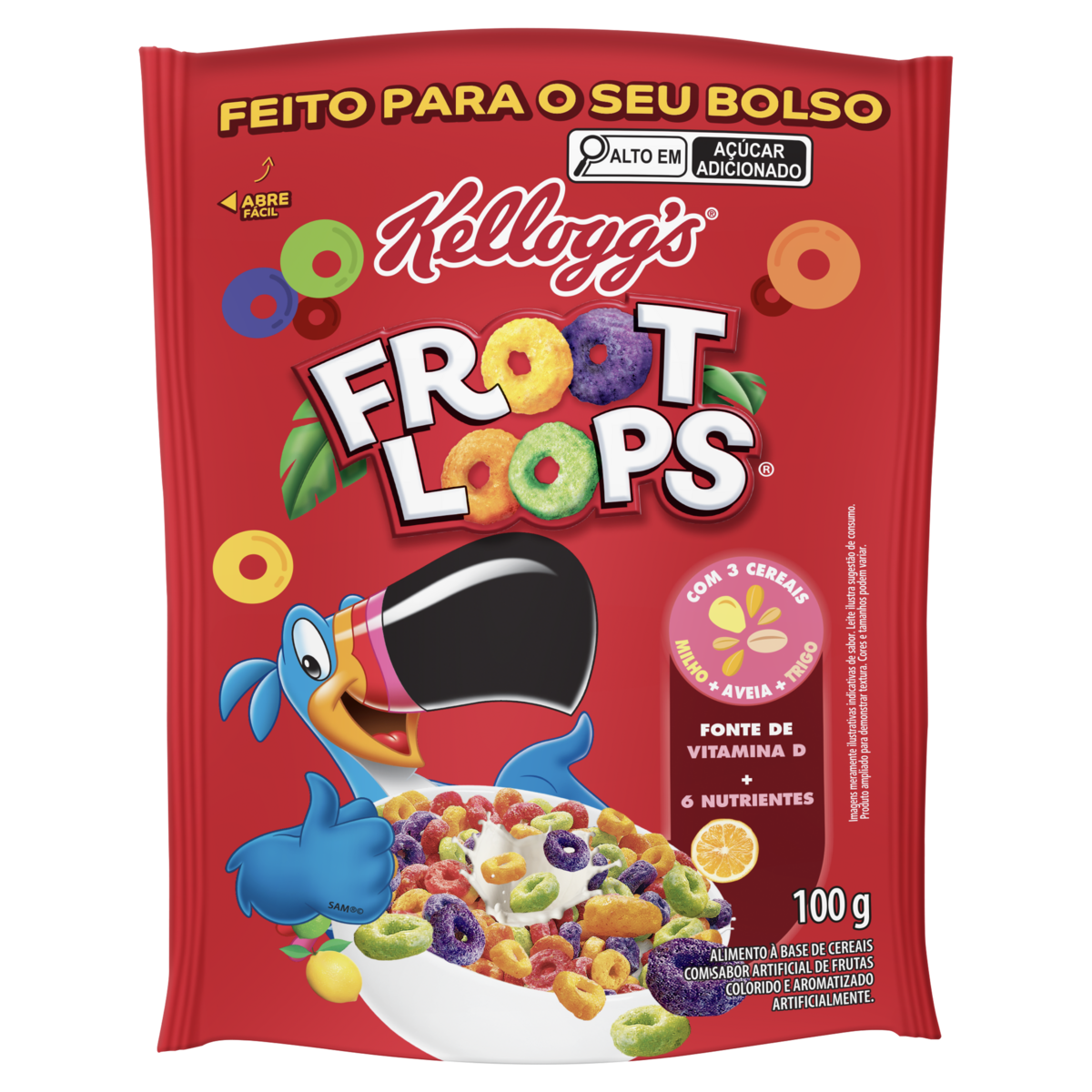 Cereal Matinal Frutas Kelloggs Froot Loops Sachê 100g