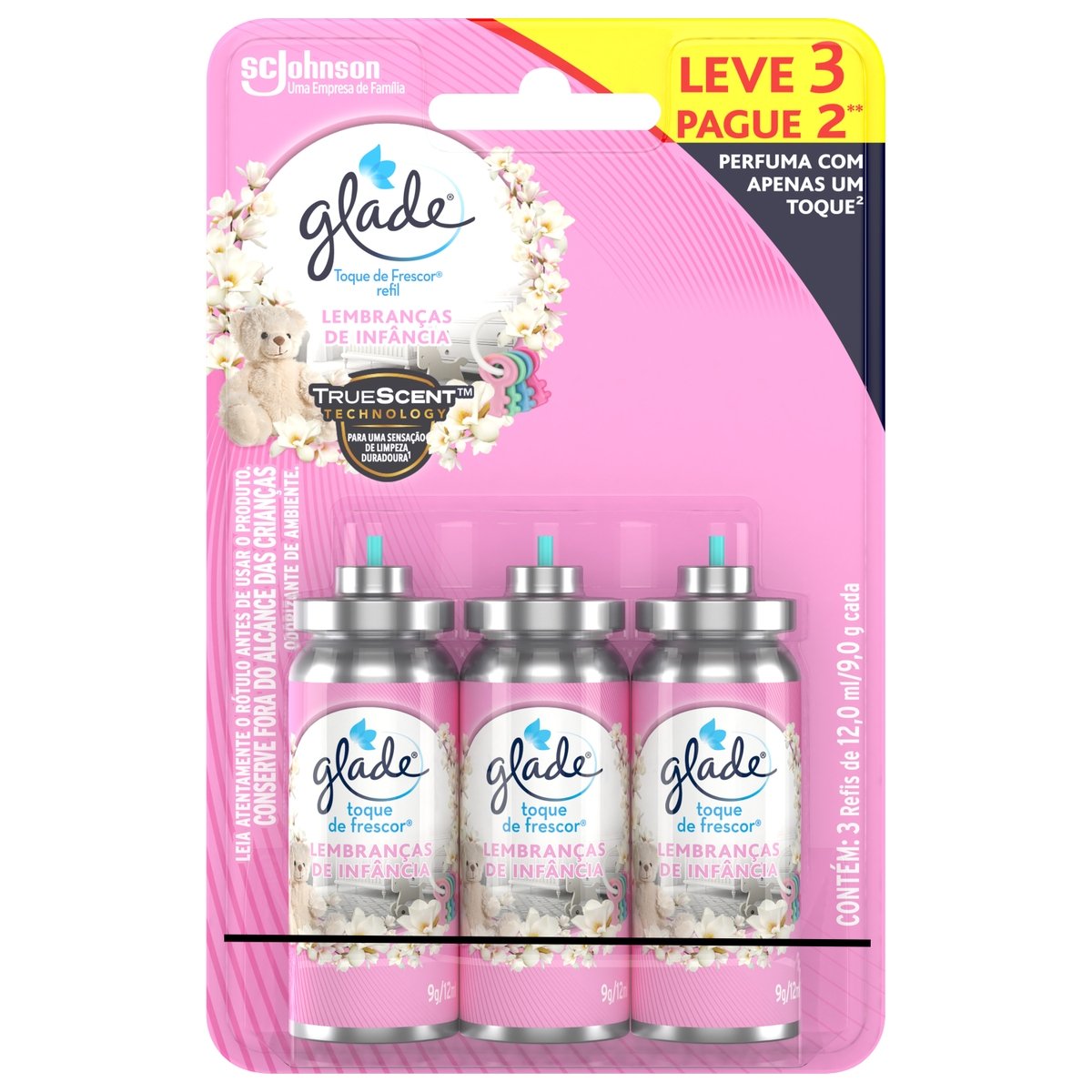 Odorizador de Ambiente Lembranças de Infância Glade Toque de Frescor Blister 12ml Cada Refil Leve 3 Pague 2 Unidades