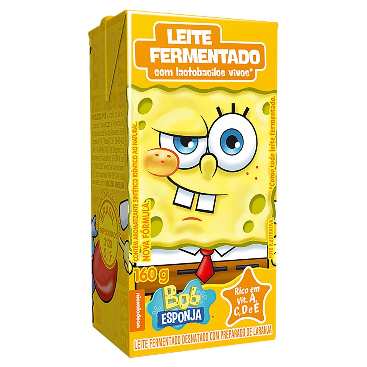 Pack Leite Fermentado Desnatado Laranja Bob Esponja Batavo Caixa 3 Unidades 160g Cada