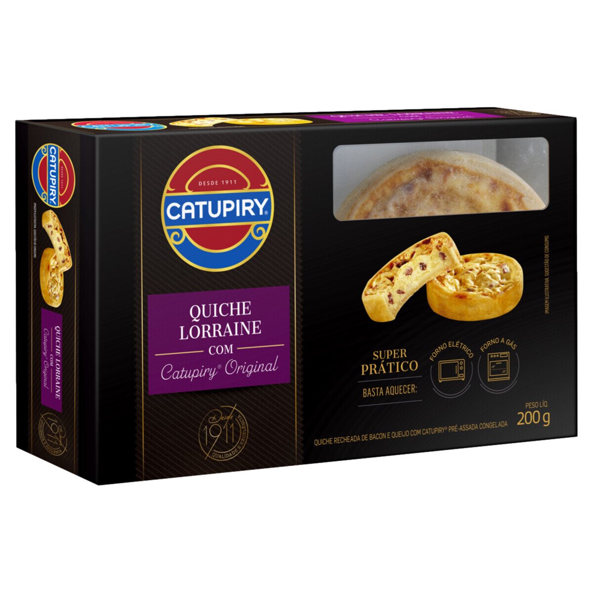 Quiche Congelada Pré-Assada Recheio Lorraine com Catupiry Original Caixa 200g